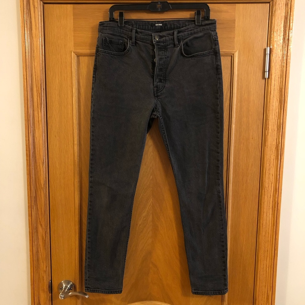 GRLFRND Karolina Skinny High Rise Button Fly Jeans in Black Nine Lives Size 31